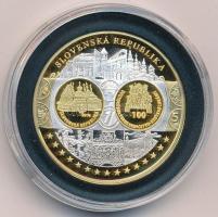 2002-2010 k. "Emlékérem az euróövezet országainak közös valutájáról - Szlovákia" aranyozott, ezüstözött Cu-Ni emlékérem kapszulában, tanúsítvánnyal (35mm) T:PP