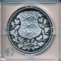 "Észtország 1926-os 10M érméjének jelzett utánverete" Ag (20g/0.999/40mm) kapszulában, tan...