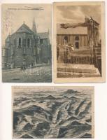 41 db RÉGI képeslap: az első világháborúban lerombolt külföldi városok / 41 pre-1945 postcards: foreign towna damaged in WWI