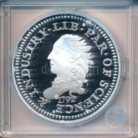 "1792-es 5c érmének jelzett utánverete" Ag (20g/0.999/40mm) kapszulában, tanúsítvánnyal T:PP, foltos "Copy of the 1792 5 Cents coin" Ag (20g/0.999/40mm) in capsule, with certificate C:PP spotted