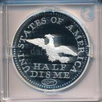 "1792-es 5c érmének jelzett utánverete" Ag (20g/0.999/40mm) kapszulában, tanúsítvánnyal T:...