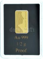 Ifj. Szlávics László (1959-) DN "Arany királyok - Hunyadi Mátyás" jelzett Au emlékveret kapszulában, tanúsítvánnyal (0,5g/0.999/15,2x8,6mm) T:PP