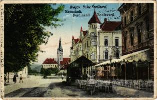 Brassó, Kronstadt, Brasov; Bulev. Ferdinand / Ferdinánd utca, étterem / street, restaurant (EB)
