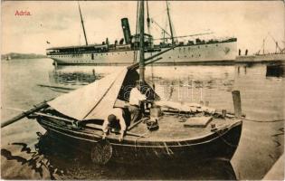 Adria, steamship, crab fishing, fishermen. Divald Károly 1211-1907. (ázott / wet damage)