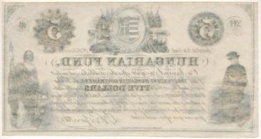 1852. 5$ "Kossuth bankó" "B" sorozat, piros "15620" sorszámmal, nyomda...