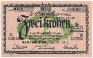 1916. Nagymegyer / Hadifogolytábor 1916. július 1. 2K arab sorozat- és sorszámmal "15 0967"...
