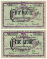 1916. Nagymegyer / Hadifogolytábor 1916. július 1. 1K (2x) arab sorozat- és sorszámmal, sorszámkövet...