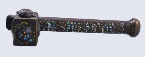 Qalamdan divit oszmán úti tintatartó, cca 20. sz. eleje,lezárója hiányzik, h: 21,5 cm