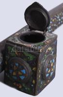 Qalamdan divit oszmán úti tintatartó, cca 20. sz. eleje,lezárója hiányzik, h: 21,5 cm