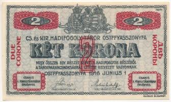 1916. Ostffyasszonyfa / Hadifogolytábor 1916. június 1. 2K arab sorozat- és sorszámmal "25 0919", "MS" jelzéssel T:UNC Hungary / Ostffyasszonyfa / POW Camp 1916.06.01. 2 Krone with Arabic series- and serial number "25 0919", with "MS" prefix C:UNC Adamo HHO-2.4.2