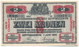 1916. Ostffyasszonyfa / Hadifogolytábor 1916. június 1. 2K arab sorozat- és sorszámmal "25 0919...
