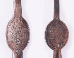 Christofle 2 darab ezüstözött rákvilla, jelzett, h: 19 cm