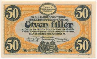 Zalaegerszeg / Hadifogolytábor 1916. augusztus 15. 50f arab sorozat- és sorszámmal "18 0103" , "MS" jelzéssel T:UNC / Hungary / Zalaegerszeg / POW camp 1916.08.15. 50 Heller with arabic serial numbers "18 0103" and "MS" prefix C:UNC Adamo HHZ-1.3.3V