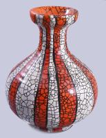 Gorka Géza Iparművészeti Vállalatos repesztett mázas váza, jelzett, m: 16 cm