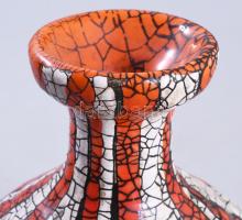 Gorka Géza Iparművészeti Vállalatos repesztett mázas váza, jelzett, m: 16 cm