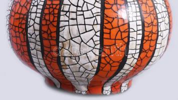 Gorka Géza Iparművészeti Vállalatos repesztett mázas váza, jelzett, m: 16 cm