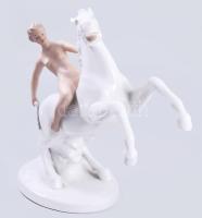 Wallendorf lovas amazon. Biszkvit és mázas porcelán, jelzett, hibátlan, 27x23 cm