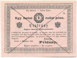 1849. 1Ft, hátoldalán 100Ft részlet "Almássy" német nyelvű formulare ívrész T:AU,XF hajtatlan, sarokhajlások / Hungary 1849. 1 Gulden, on the back with a part of 100 Gulden "Almássy" formulare C:AU,XF unfolded, folded corners