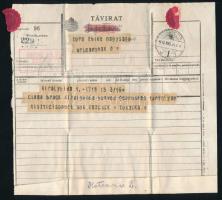 1916 Távirat a Királyhida, (Bruck a. d. Leitha) honvéd géppuskás tanfolyamról.