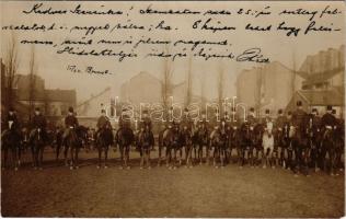 1905 Budapest, laktanya, osztrák-magyar katonák lóháton. photo (EK)