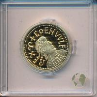 "Kr.u. 805-ös Coenwulf Mancus érméjének jelzett utánverete" aranyozott Ag (10g/0.999/25mm) kapszulában, tanúsítvánnyal T:PP "Copy of Coenwulf Mancus' coin from A.D. 805" gilt Ag (10g/0.999/25mm) in capsule, with certificate C:PP