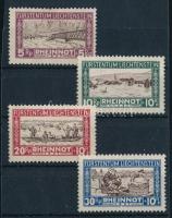 Liechtenstein 1928 Árvíz Mi 78-81 benne postatiszta 79 III (a felső keretvonal jobb oldalon hiányos) (**Mi EUR 640.-)