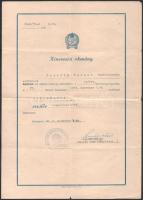 1952 Kinevezési okmány rendőr szakaszvezetővé.