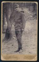 ca 1910 Katona bunker előtt, bajonettel, viztkártya fotó