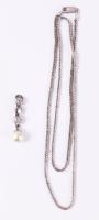 Ezüst (Ag) nyaklánc, jelzett, nettó 3,8g + swarovski köves medál.