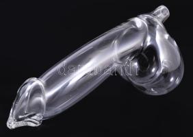 Pénisz alakú üveg asztaldísz, fújt üveg, jelzés nélkül, 23x10 cm