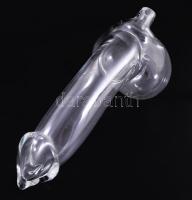 Pénisz alakú üveg asztaldísz, fújt üveg, jelzés nélkül, 23x10 cm