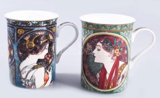 Carmani Art Galery 2 darab szecessziós mintás bögre, jelzett, hibátlan, m: 10 cm