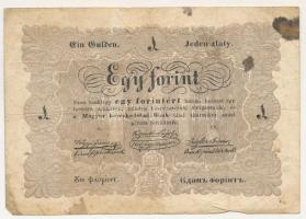 1848. 1Ft "Kossuth bankó" hátoldali szövegben sajtóhiba: a cirillbetűs román szöveg utolsó karakterén ékezethiba T:F,VG folt Hungary 1848. 1 Forint "Kossuth banknote" with typographical error in the Romanian text C:F,VG spotted Adamo G104h, Krause P#S111.var