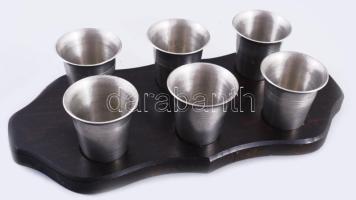 WMF kupicás pohár készlet, jelzett, fa tartón, m: 4,5 cm, h: 25 cm