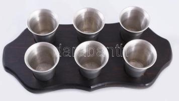 WMF kupicás pohár készlet, jelzett, fa tartón, m: 4,5 cm, h: 25 cm