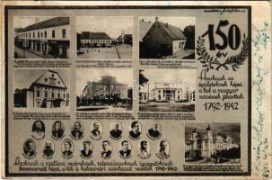 1792-1942 Kolozsvár, Cluj; 150 éves az Erdélyi Magyar Színjátszás. Azoknak az épületeknek a képei ahol a magyar színészek játszottak, azoknak a szellemi vezéreknek, igazgatóknak a képei akik a kolozsvári színházat vezették / 150 years of the Transylvanian Hungarian theater, directorate staff and buildings the company has played in over the years, anniversary (fl)