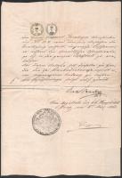 1860 Prága, hivatalos okmány 60+12kr illetékbélyeggel + papírfelzetes viaszpecséttel