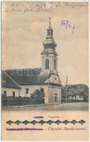 Hidasliget, Bruckenau, Pischia; Templom. A képeslap címzettje Dr. Kelemen Béla, Szeged-Csongrád vármegye főispánja (1863-1944). Dajkovits J. utóda / church (ázott / wet damage)