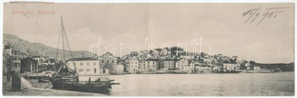 1905 Hvar, Lesina; 2-részes kihajtható panorámalap / 2-tiled folding panoramacard (fl)