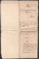 1822 Kapnik hivatalos levél az udvari kamarának későbbi, 1860-as okmánybélyegekkel