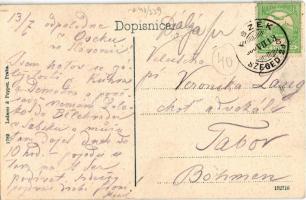 Eszék, Essegg, Osijek; Gornjogradska zupna crkva sv. Petra i. Pavla / Plébániatemplom, villamos, gyó...