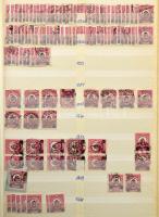 1926-1932 Pengő-fillér, Kisegítő bélyegek sok példányos készlete, 24 lapos A/4 Leuchtturm berakóban