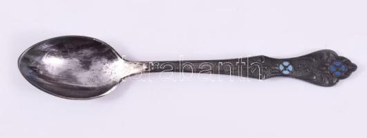 Orosz 6 darabos kávéskanál szett, dobozában, h: 12,5 cm