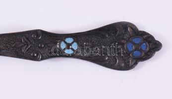 Orosz 6 darabos kávéskanál szett, dobozában, h: 12,5 cm