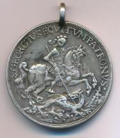 1900 k. "Szent György érem" fémjelzett Ag érem füllel (21,79g/0.800/44mm) T:XF,VF Hungary ~1900. "Saint George Medal" hallmarked Ag medal with ear (21,79g/0.800/44mm) C:XF,VF