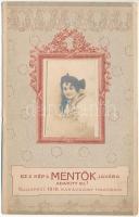 1916 Budapest, "Ez a kép a mentők javára adatott el!" Ragasztott fotó szecessziós keretben, hátoldalon 1 korona elismervény. Amster J. fényképszalonja / postcard for charity, glued photo in Art Nouveau frame, litho (EK)