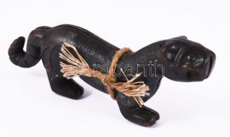 Kínai patinázott fém Qilin figura, 2 részből, h: 9,5 cm