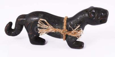 Kínai patinázott fém Qilin figura, 2 részből, h: 9,5 cm