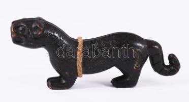 Kínai patinázott fém Qilin figura, 2 részből, h: 9,5 cm