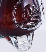 Iparművész vörösüveg váza, színtelen és fehérüveg rátétekkel, szakított üveg, jelzés nélkül, hibátla...